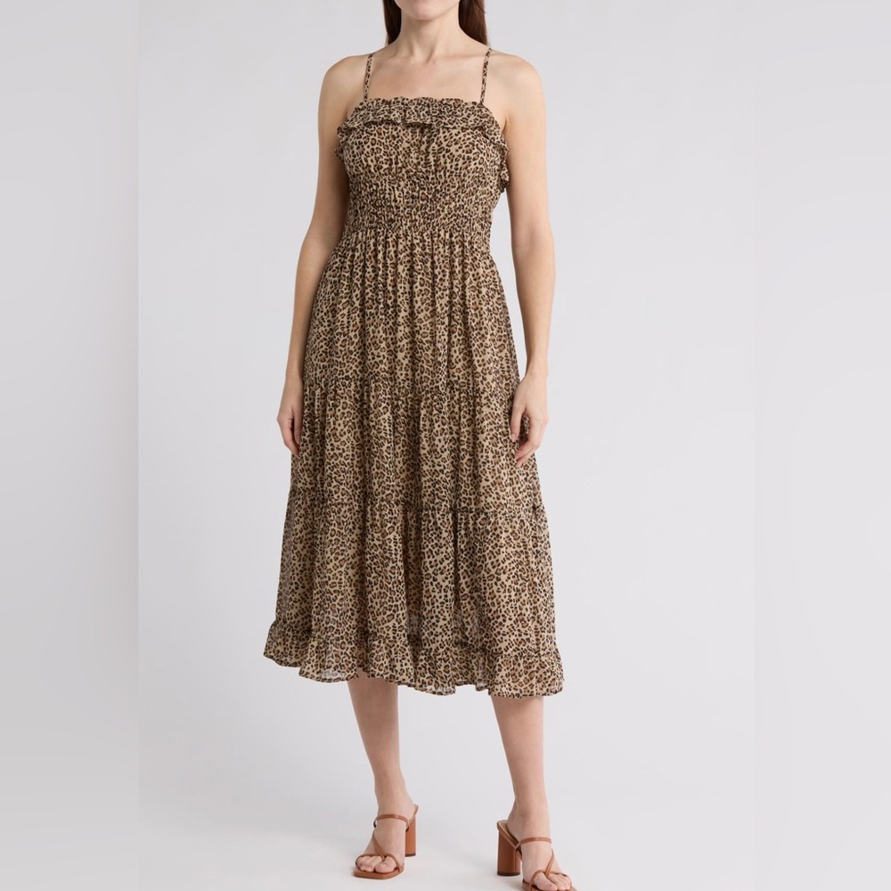Lush Brown Leopard Print Midi Dress